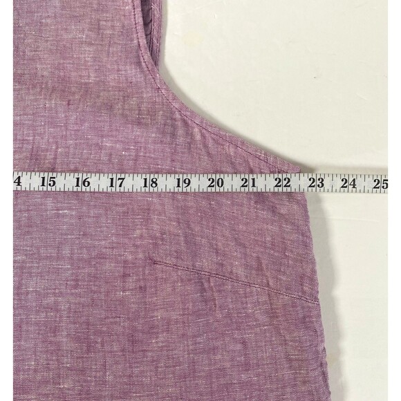 Tahari Linen Popover Shirt Dress Women Plus Size 1X Eggplant Sleeveless Collared - Picture 10 of 11